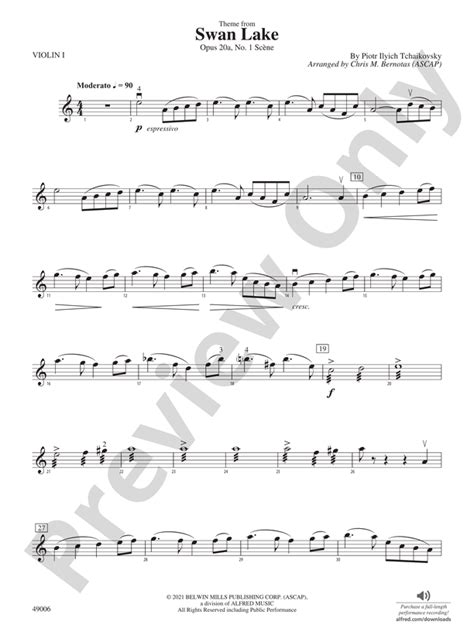 Theme From Swan Lake St Violin St Violin Part Digital Sheet Music