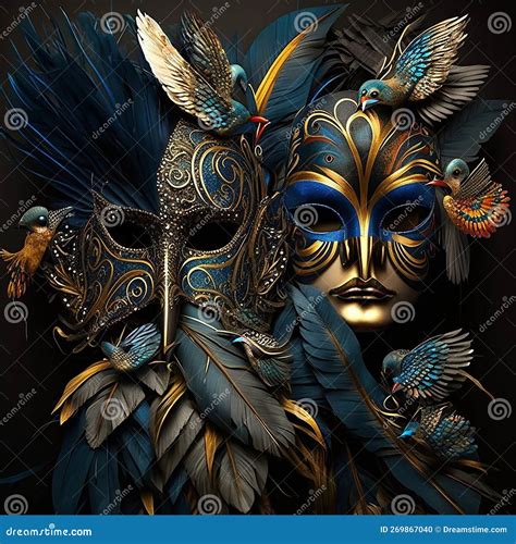 Brazilian carnival masks stock illustration. Illustration of generative ...