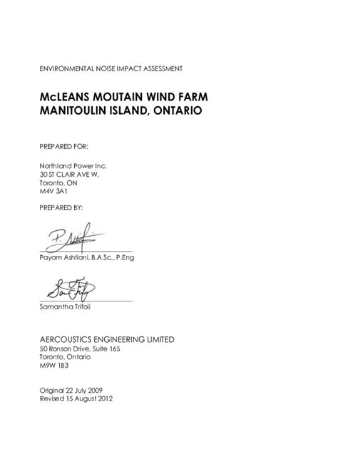 Fillable Online ENVIRONMENTAL NOISE IMPACT ASSESSMENT Fax Email Print