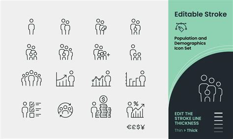 Population And Demographics Icon Collection Containing 16 Editable