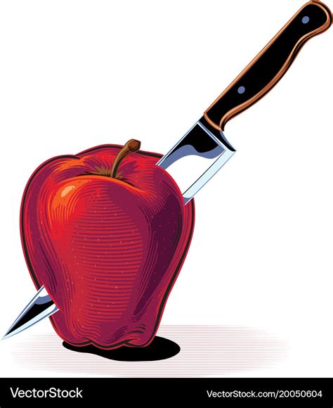 Knife Cutting An Apple Royalty Free Vector Image