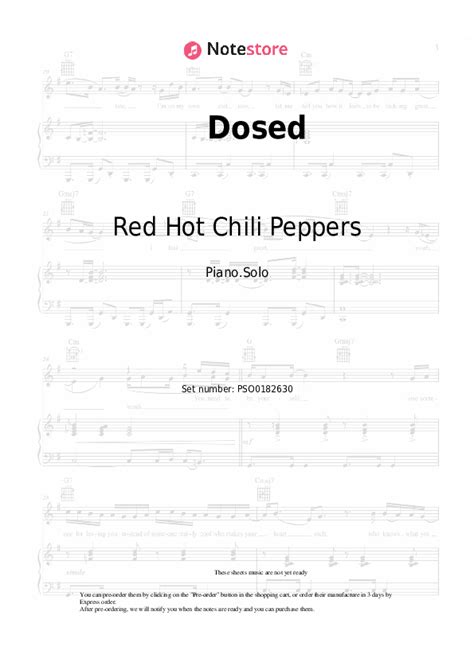 Dosed Piano Sheet Music Red Hot Chili Peppers In Note Store Piano Solo Sku Pso