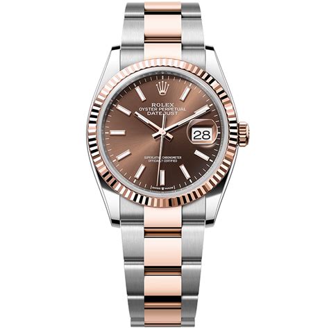 Rolex Datejust Chocolate Dial Steel Rose Gold Fluted