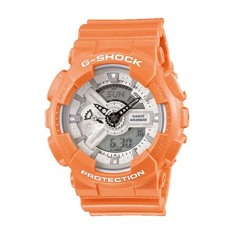 Casio G Shock นาฬิกาข้อมือผู้ชาย สายเรซิ่น รุ่น Ga 110sg 4a สีส้ม