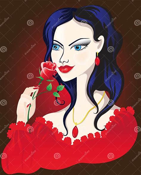 Girl And Rose Stock Vector Illustration Of Nature Graphic 15442696