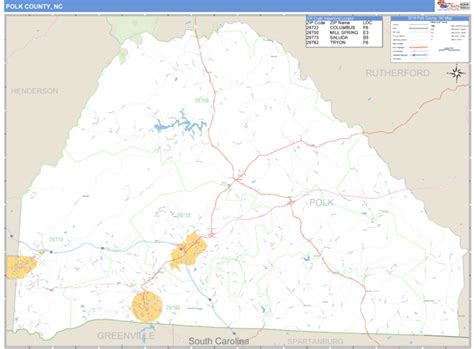 Polk County, North Carolina Zip Code Wall Map | Maps.com.com