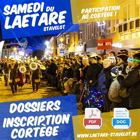 INSCRIPTIONS au Cortège du SAMEDI SOIR du Laetare de Stavelot 2023