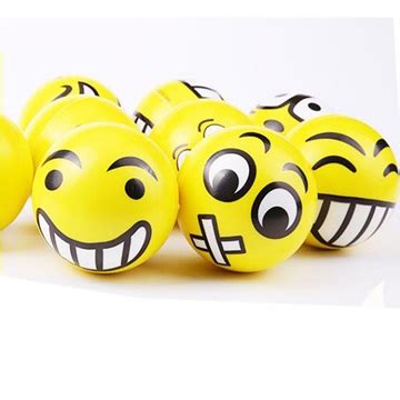 Anti Stress Pu Foam Yellow Smile Face Squeeze Reliever Ball Toy