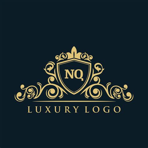 Letter Nq Logo With Luxury Gold Shield Elegance Logo Vector Template