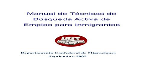 Manual De T Cnicas De B Squeda Activa De Empleo Para Inmig Fccortes