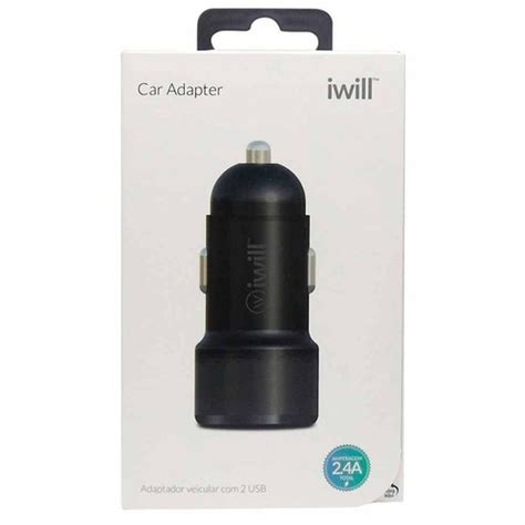 Carregador Veicular Iwill Duall USB 2 4A Preto em Promoção Ofertas