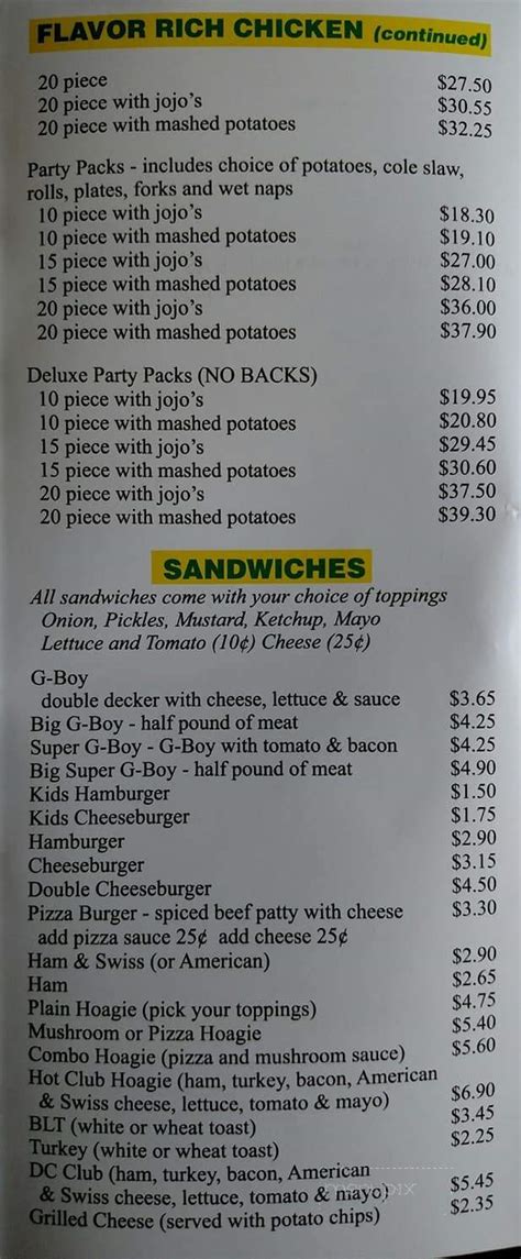 Menu Of Dairy Cottage In Brookville In 47012