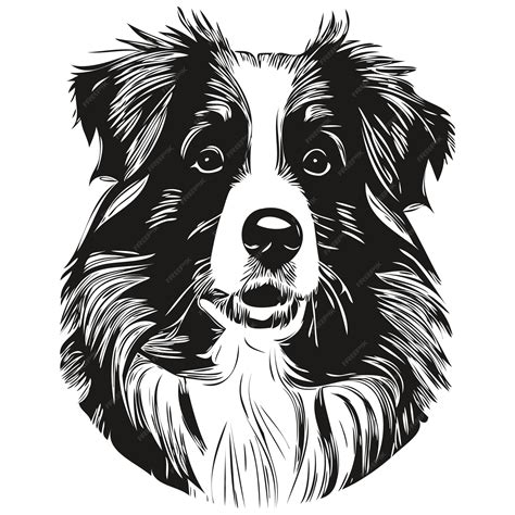 Premium Vector Australian Shepherd Dog Black And White Vector Logo