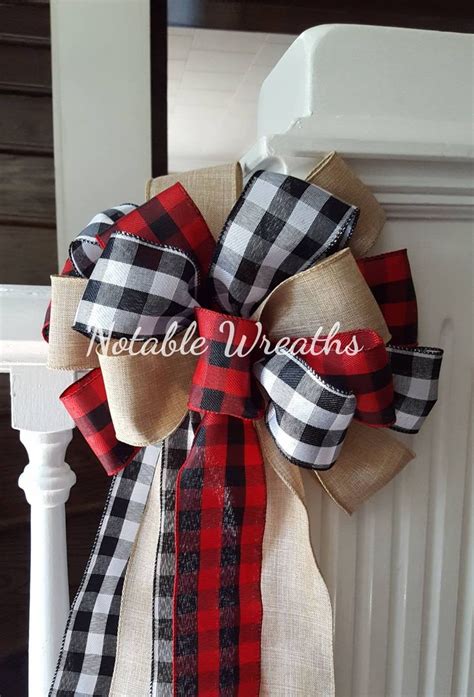 Buffalo Check Tree Topper Rustic Tree Topper Bow Plaid Tree Topper