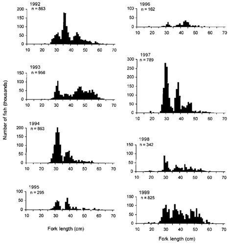 Scaled Length Frequency Distributions Of White Warehou Sexes Combined Download Scientific