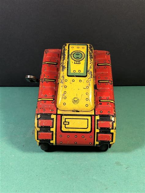 Vtg British Marx Tin Lithograph Wind Up 5 Rollover Tank Great