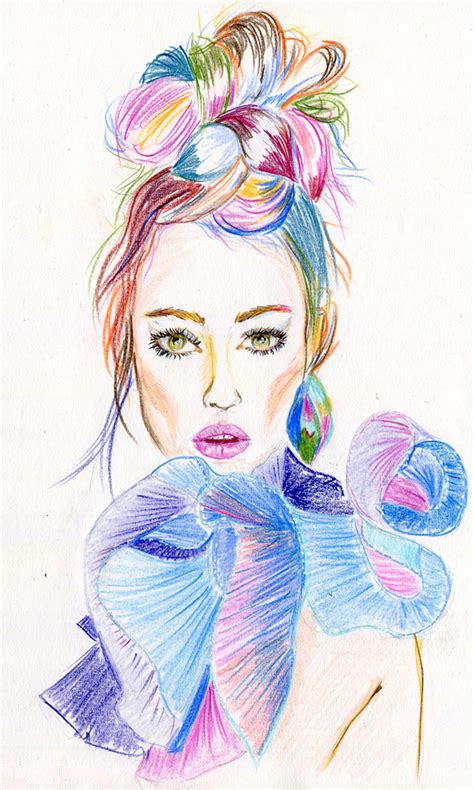 Women Fashion Portraits In Colored Pencils Behance