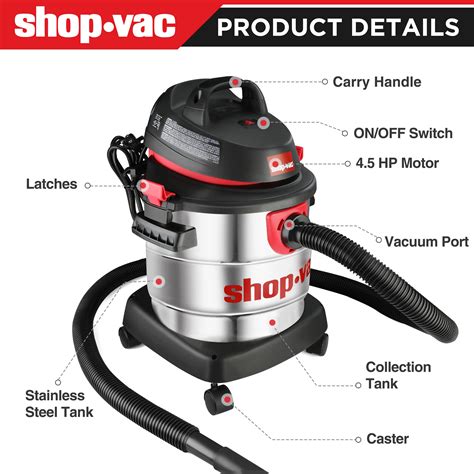 Shop Vac 5 Gallon 45 Peak Hp Wetdry Vacuum Stainless