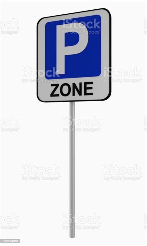 German Traffic Sign Beginning Parking Space Management Zone Isolated On