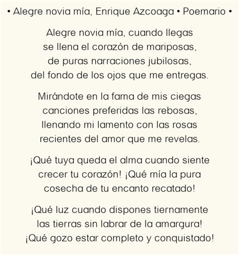 Alegre novia mía Enrique Azcoaga Poema original