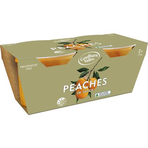 Goulburn Valley Peaches In Juice Fruit Cups 2 X 170g Woolworths