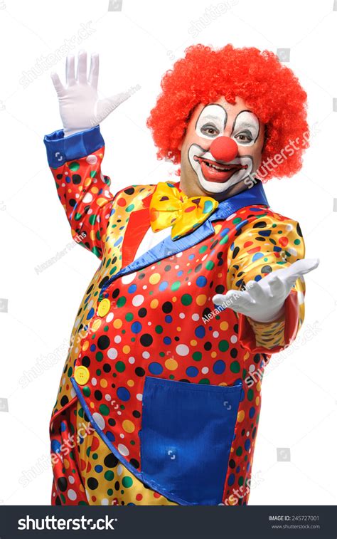 Portrait Smiling Clown Isolated On White Stock Photo 245727001