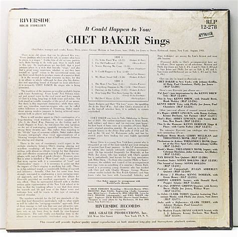 CHET BAKER It Could Happen To You LP Riverside WAXPEND RECORDS