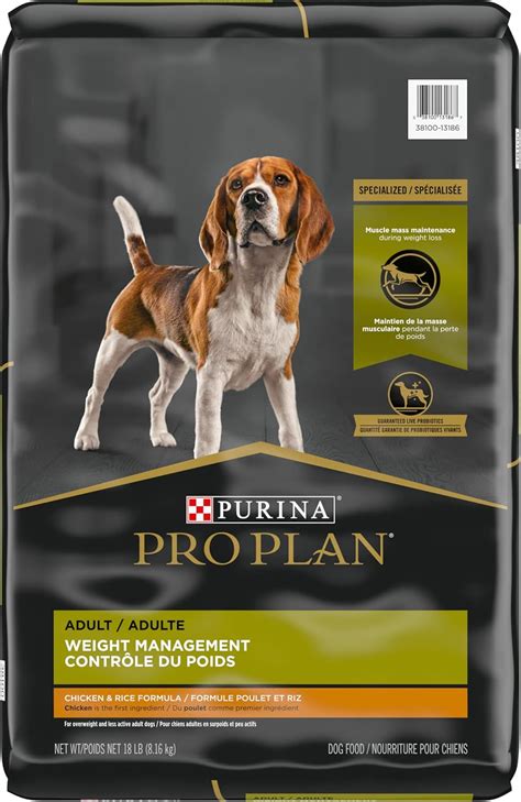 Amazon.com: Purina Pro Plan Weight Management Dog Food With Probiotics for Dogs, Chicken & Rice ...