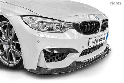 Vicrez Bmw M4 F82 F83 M3 F80 2014 2019 V4r Carbon Fiber Front Lip Splitter Vz101054