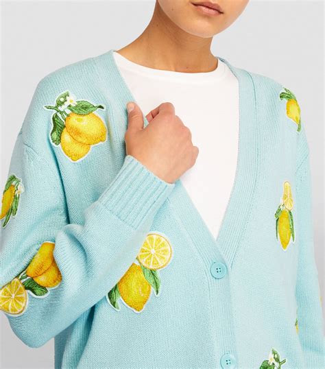 Alice Olivia Blue Lemon Embroidered Cardigan Harrods Uk