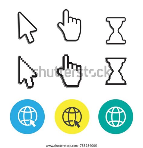 Pixel Cursors Icons Mouse Hand Arrow Stock Vector Royalty Free 788984005