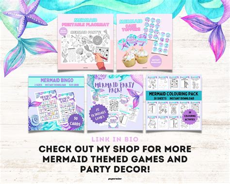 Mermaid Themed Taboo Guess My Word Game Printable Party Activities Word