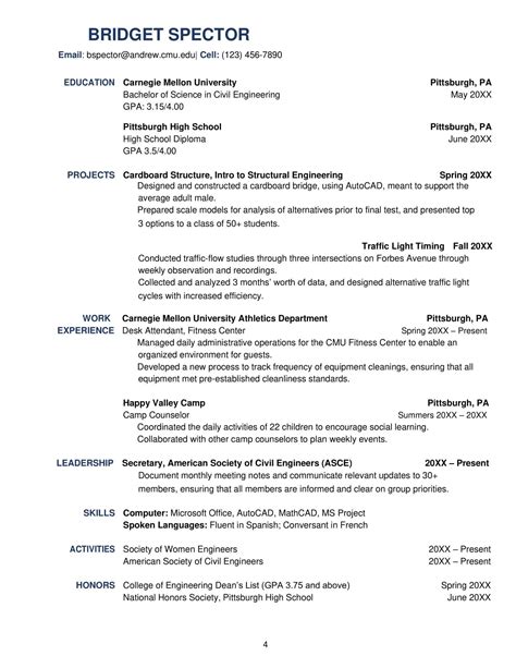 Free Printable College Resume Templates Pdf Basic And Simple