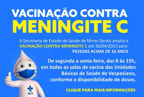 Vacinação contra Meningite C Prefeitura Municipal de Vespasiano