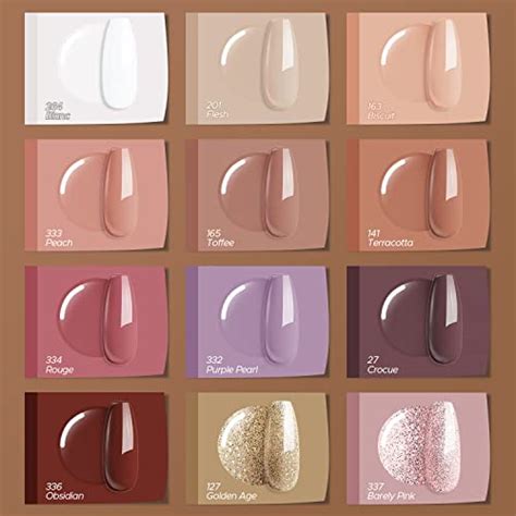 Mefa Fall Winter Nude Brown Gel Nail Polish Kit With U V Light Pastel Pink Glitter Colors