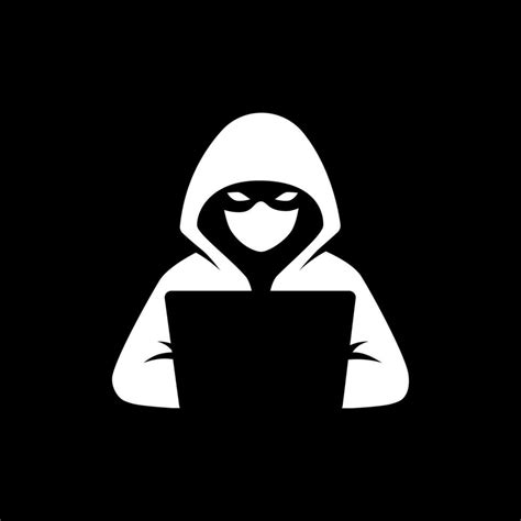 White hacker logo on black background. Vector illustration. 27570309 Vector Art at Vecteezy