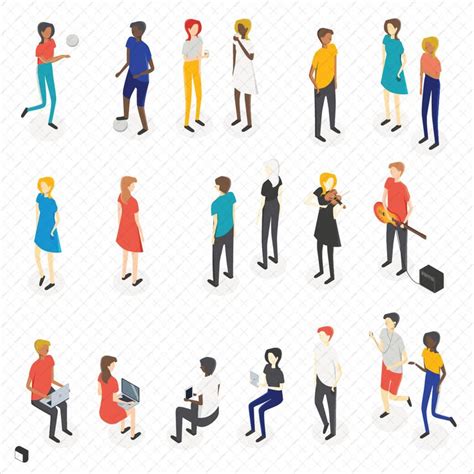 Isometric People For Architecture Isometric Common People Human Figure