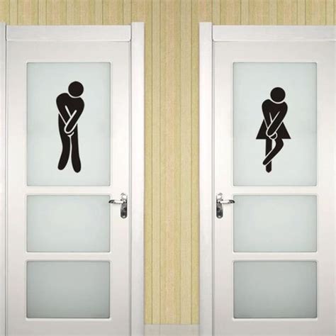 Homme Et Femme Logo De Toilettes Créatifs Stickers Murauxtoilet Bathroom Restroom Removable