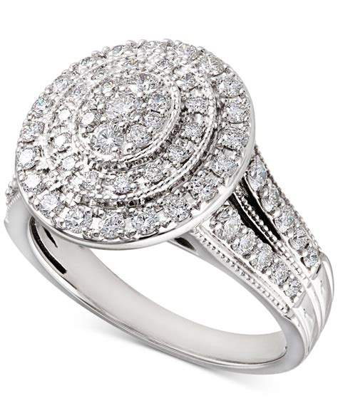 Macy's Diamond Multi-halo Diamond Engagement Ring (1 Ct. T.w.) In 14k ...