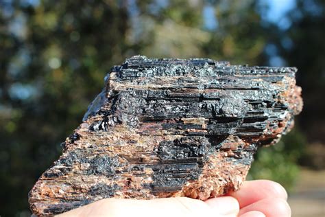 Large Raw Black Tourmaline Log Slice Slab Mineral Specimen Etsy