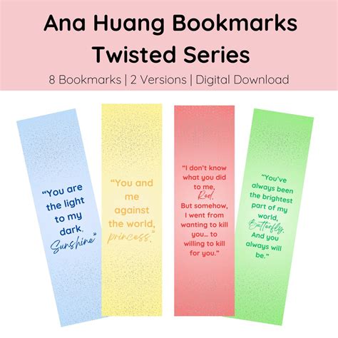 Printable Ana Huang Bookmarks Twisted Series Printable Bookmark Ana