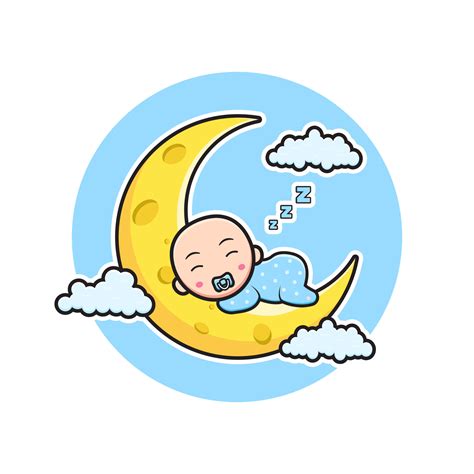 Cute Baby Sleeping On The Moon Cartoon Icon Illustration 11708319