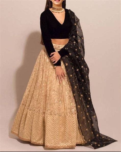 Golden Lehenga Black Blouse Atelier Yuwaciaojp