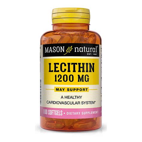 Mason Natural Lecithin 1200 Mg Healthy Cardiovascular System Promotes Liver And Reproductive