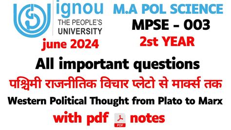 Mpse 003 All Important Questions Western Political Thought Mpse 003