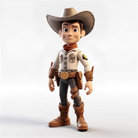 Ilustración animada de una caricatura del personaje del sheriff en 3d