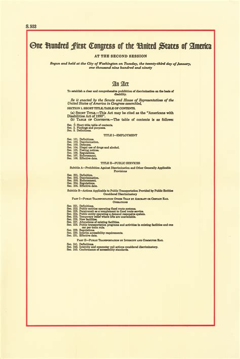 25th Anniversary Of The Americans With Disabilities Act National Archives