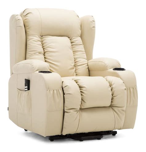 CAESAR DUAL MOTOR RISER RECLINER WINGED LEATHER ARMCHAIR MASSAGE HEATED