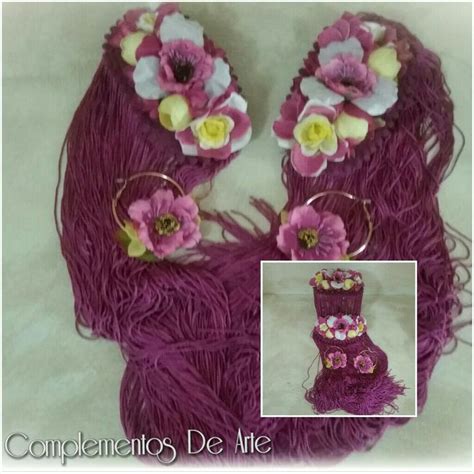 Conjunto De Hombreras De Flores Con Flecos Ideales Para Flamencas Y