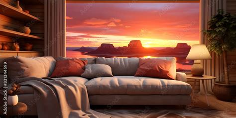 Virtual Sunset Living Room Background For Streaming VTuber Or Video